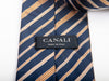 Canali Navy Blue Striped Silk Tie for Luxmrkt.com Menswear Consignment Edmonton