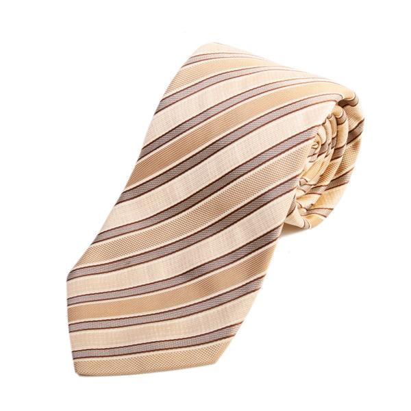 Hugo Boss Sand Brown Striped Silk Tie for Luxmrkt.com Menswear Consignment Edmonton