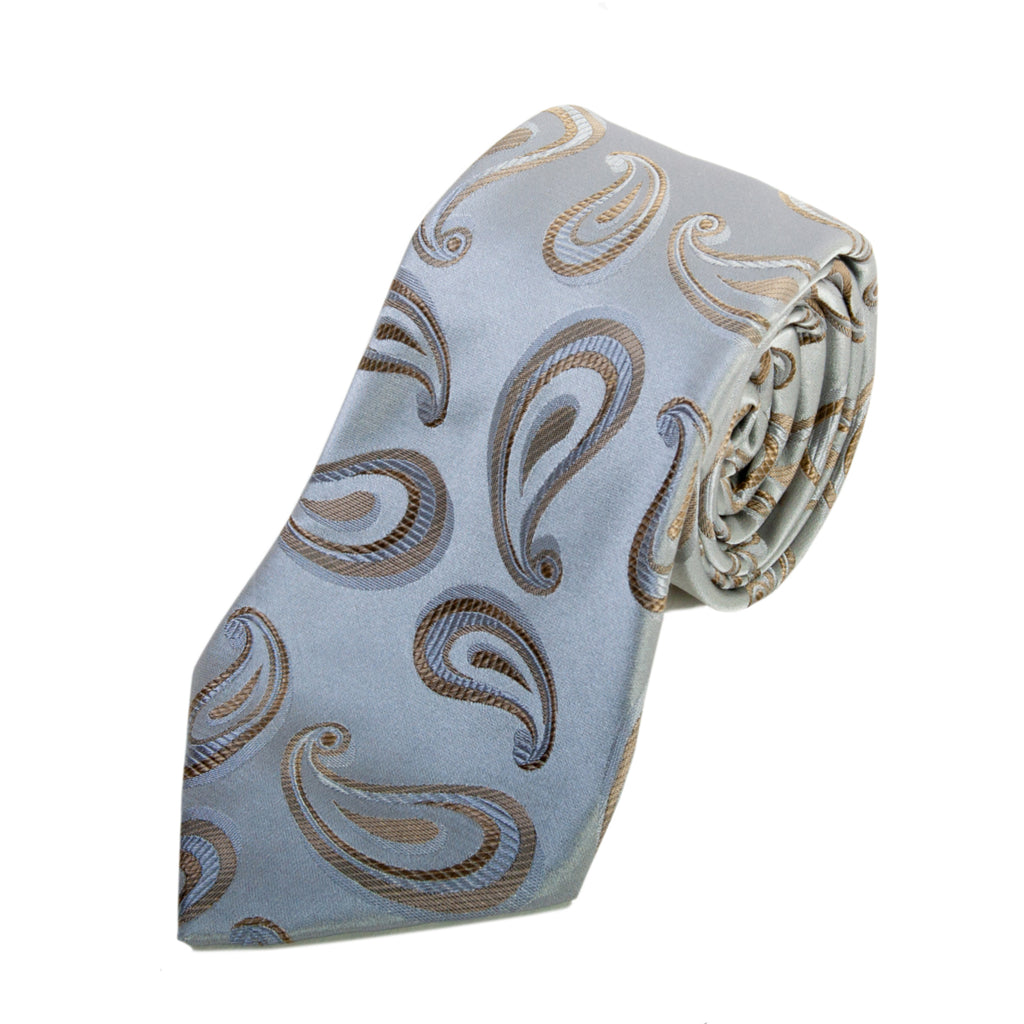Giorgio Armani Silver Paisley Silk Tie for Luxmrkt.com Menswear Consignment Edmonton