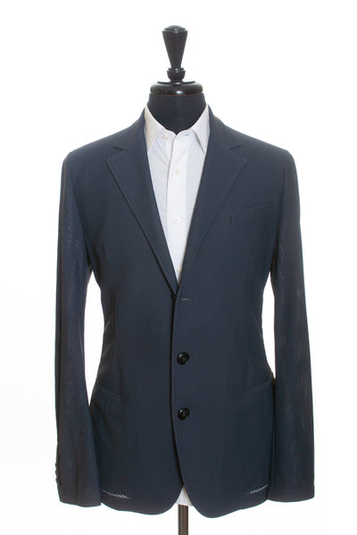 Giorgio Armani Slate Grey Open Weave Twill Blazer for Luxmrkt.com Menswear Consignment Edmonton