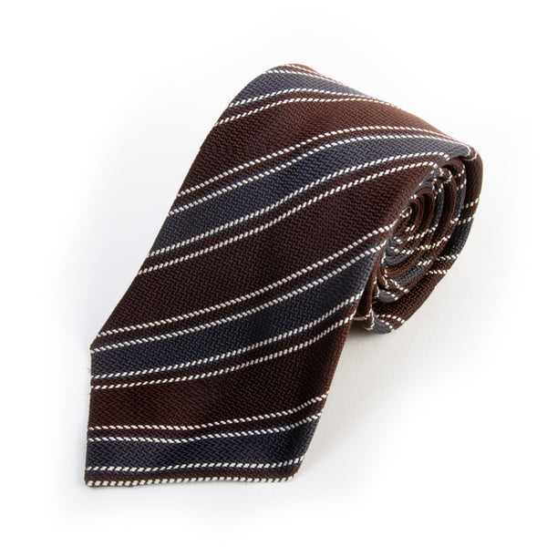 Gianfranco Ferre Brown Striped Silk Tie for Luxmrkt.com Menswear Consignment Edmonton