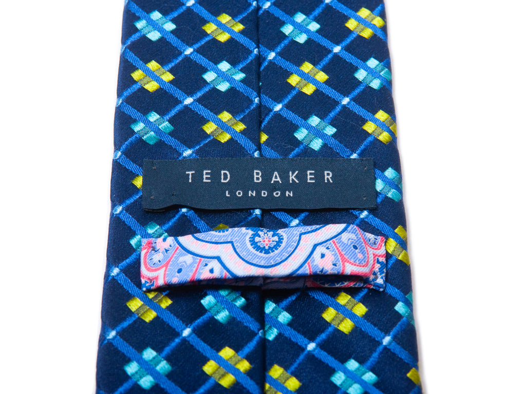 Ted Baker Blue Check Pattern Silk Tie for Luxmrkt.com Menswear Consignment Edmonton