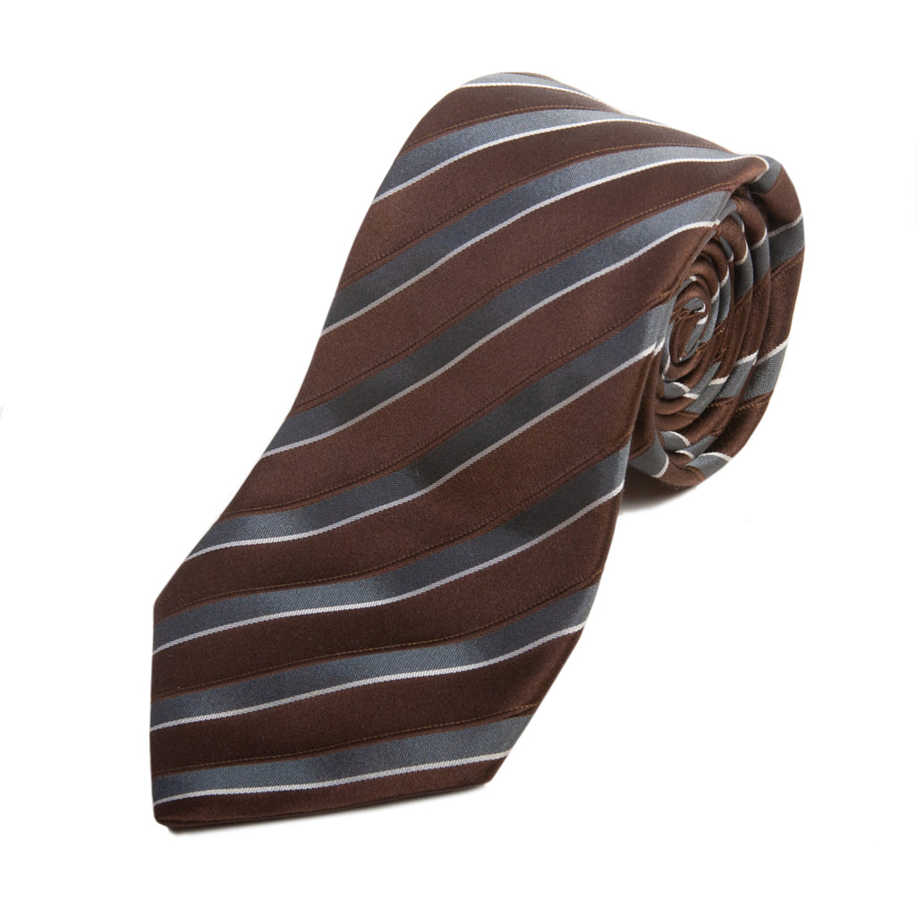 Dolce & Gabbana Brown Stripe Silk Tie for Luxmrkt.com Menswear Consignment Edmonton