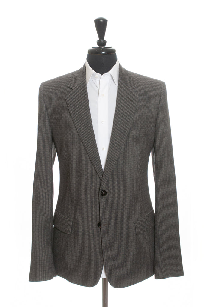 Maison Margiela Grey Geometric Wool Slim Fit Suit for Luxmrkt.com Menswear Consignment Edmonton