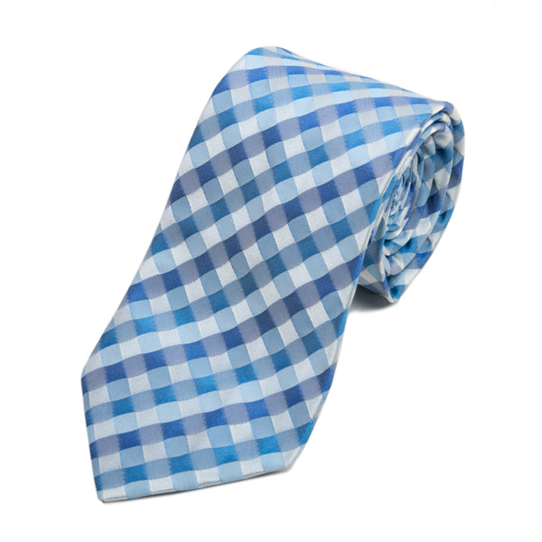 Hugo Boss Blue Check Silk Seersucker Tie for Luxmrkt.com Menswear Consignment Edmonton