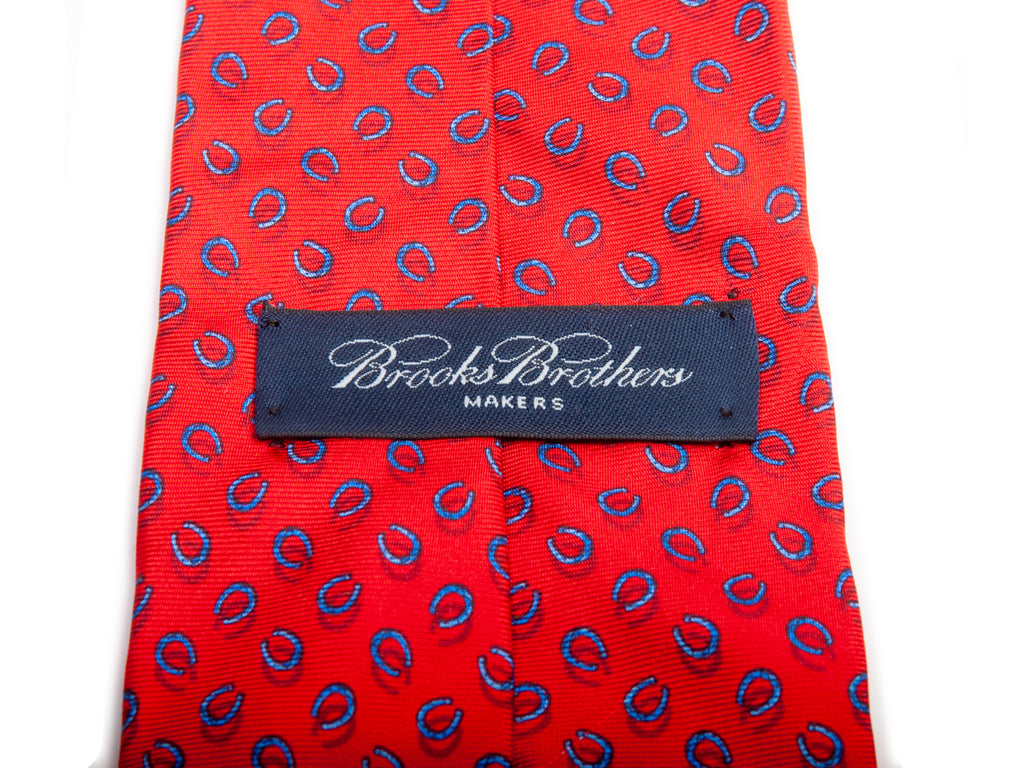 Brooks Brothers Red Horse Shoe Print Italian Silk Tie for Luxmrkt.com Menswear Consignment Edmonton