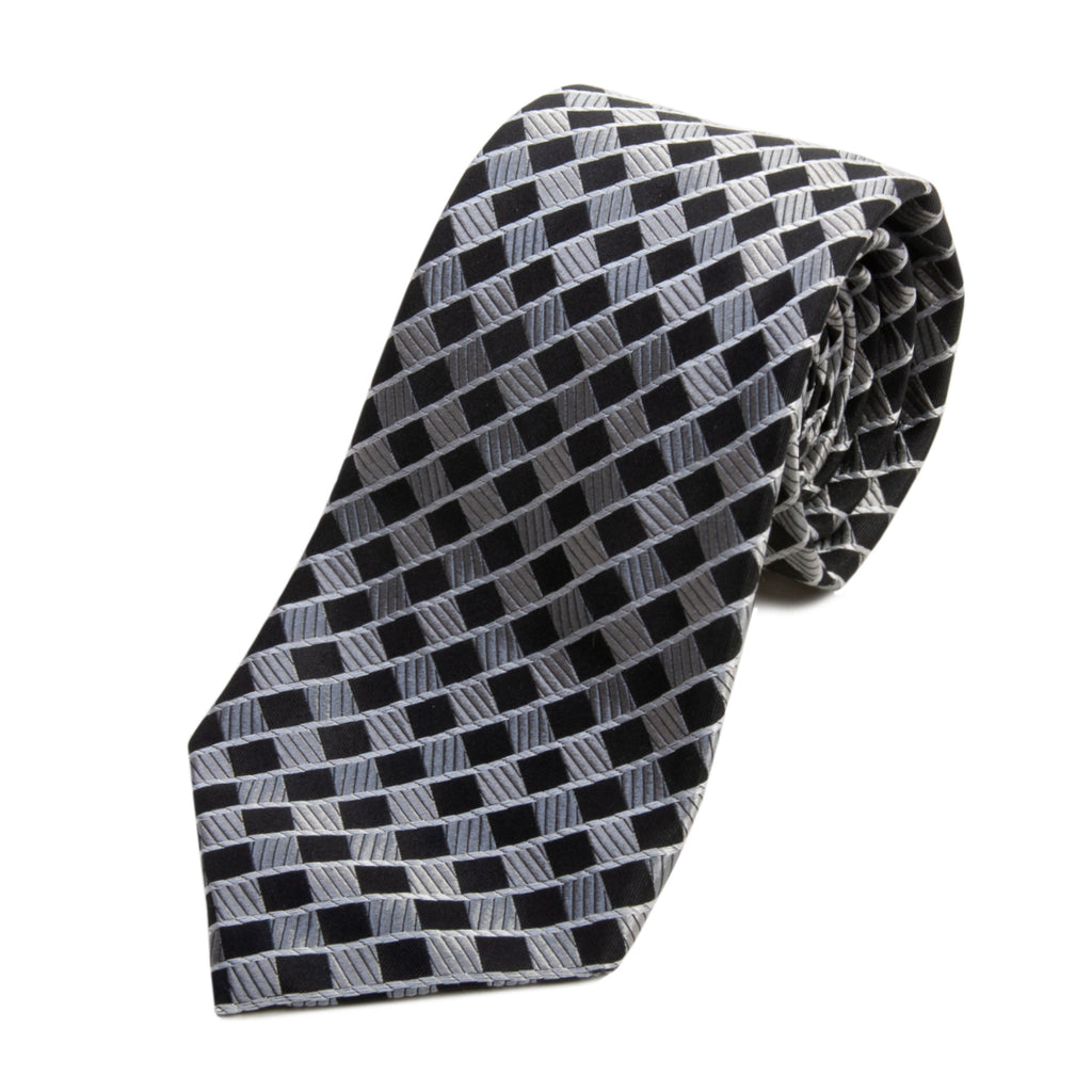 Holt Renfrew Made in Italy Grey Geometric Silk Tie for Luxmrkt.com Menswear Consignment Edmonton
