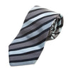 Hugo Boss Gray and Sky Blue Striped Silk Tie