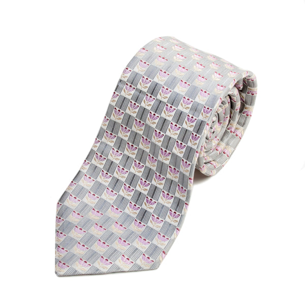 Hugo Boss Grey Geometric Floral Tie for Luxmrkt.com Menswear Consignment Edmonton
