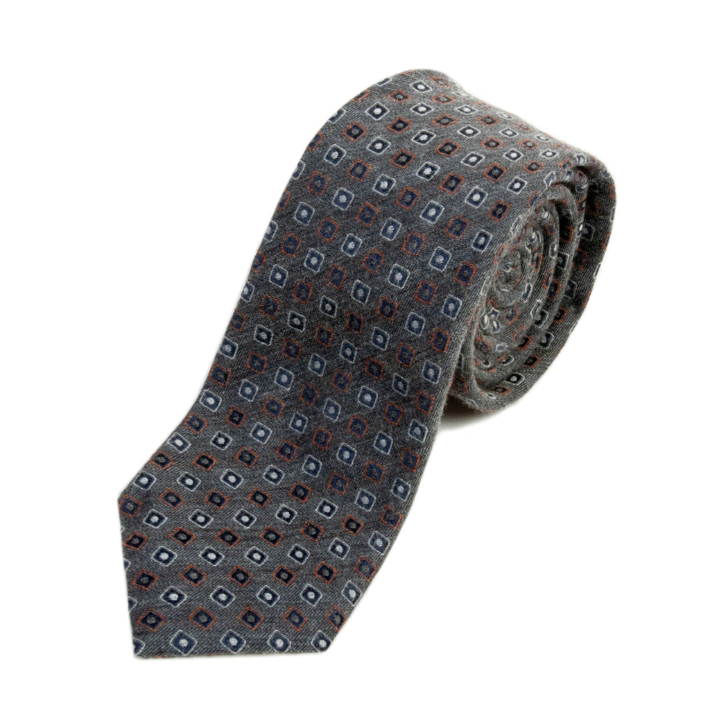Tino Cosma Gray Geometric Brushed Silk Blend Tie