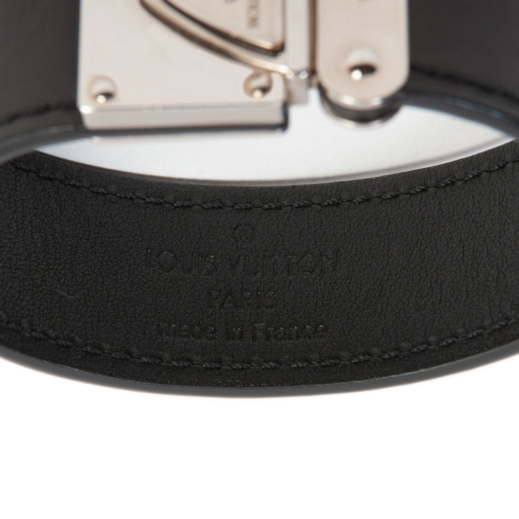 Louis Vuitton NIB Black Leather Lock Bracelet