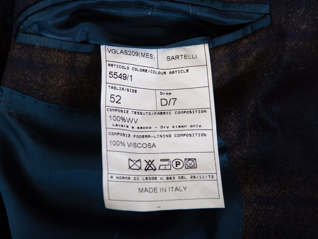 Sartelli Navy Blue Check Wool Blazer
