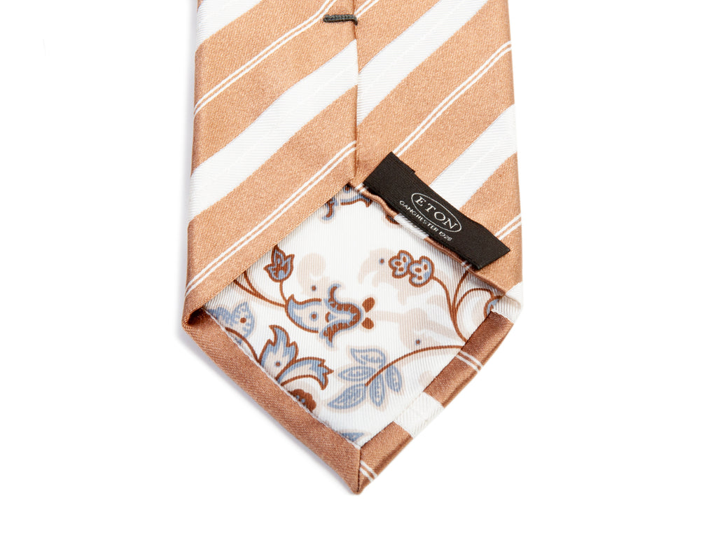 Eton Brown Striped Silk Tie for Luxmrkt.com Menswear Consignment Edmonton