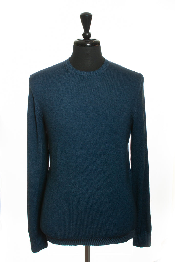 Gran Sasso Vintage Blue Wool Crew Neck Sweater for Luxmrkt.com Menswear Consignment Edmonton