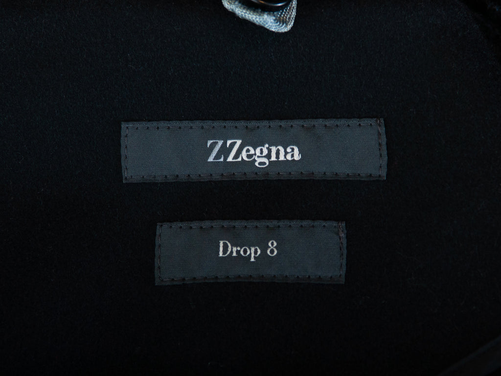 ZZegna Black Exposed Seam Drop8 Lightweight Pea Coat for Luxmrkt.com Menswear Consignment Edmonton