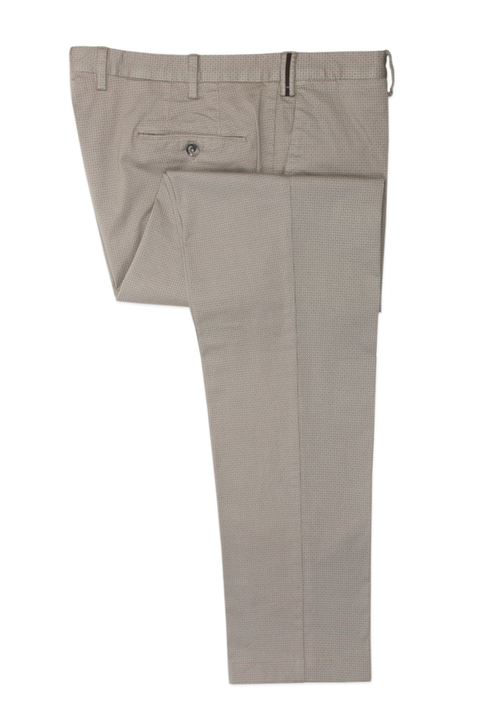 PT01 Light Brown Geometric Print Slim Fit Stretch Cotton Pants for Luxmrkt.com Menswear Consignment Edmonton