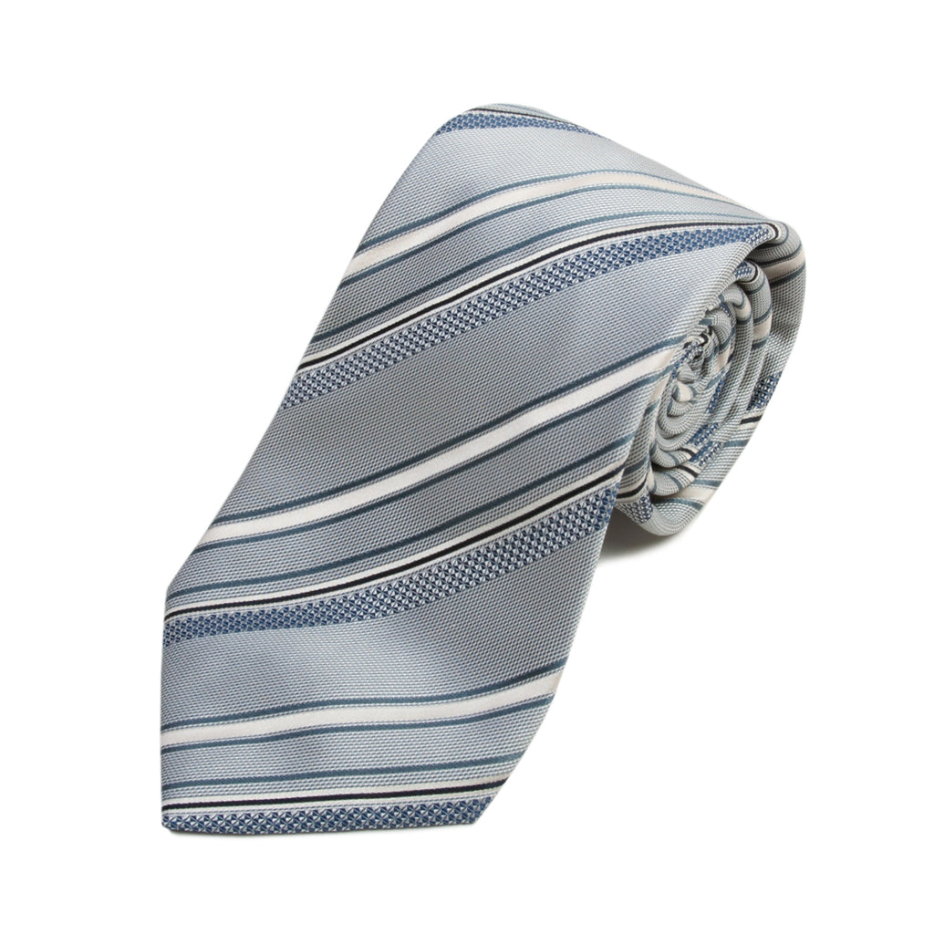 Hugo Boss Grey Stripe Silk Tie for Luxmrkt.com Menswear Consignment Edmonton