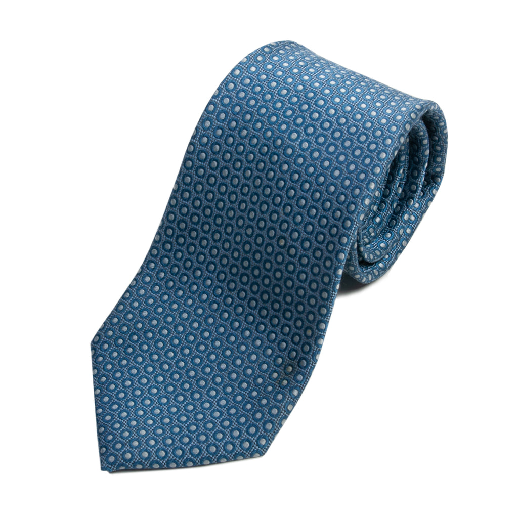 Ermenegildo Zegna Blue Geometric Silk Tie for Luxmrkt.com Menswear Consignment Edmonton