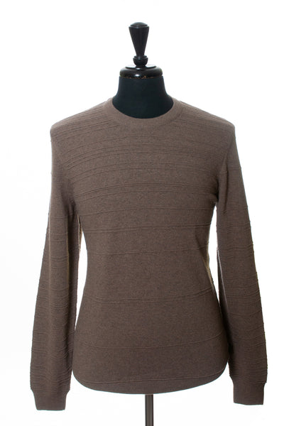 Hugo Boss Brown Ribbed Cashmere Blend Slim Fit Murphy Sweater for Luxmrkt.com Menswear Consignment Edmonton