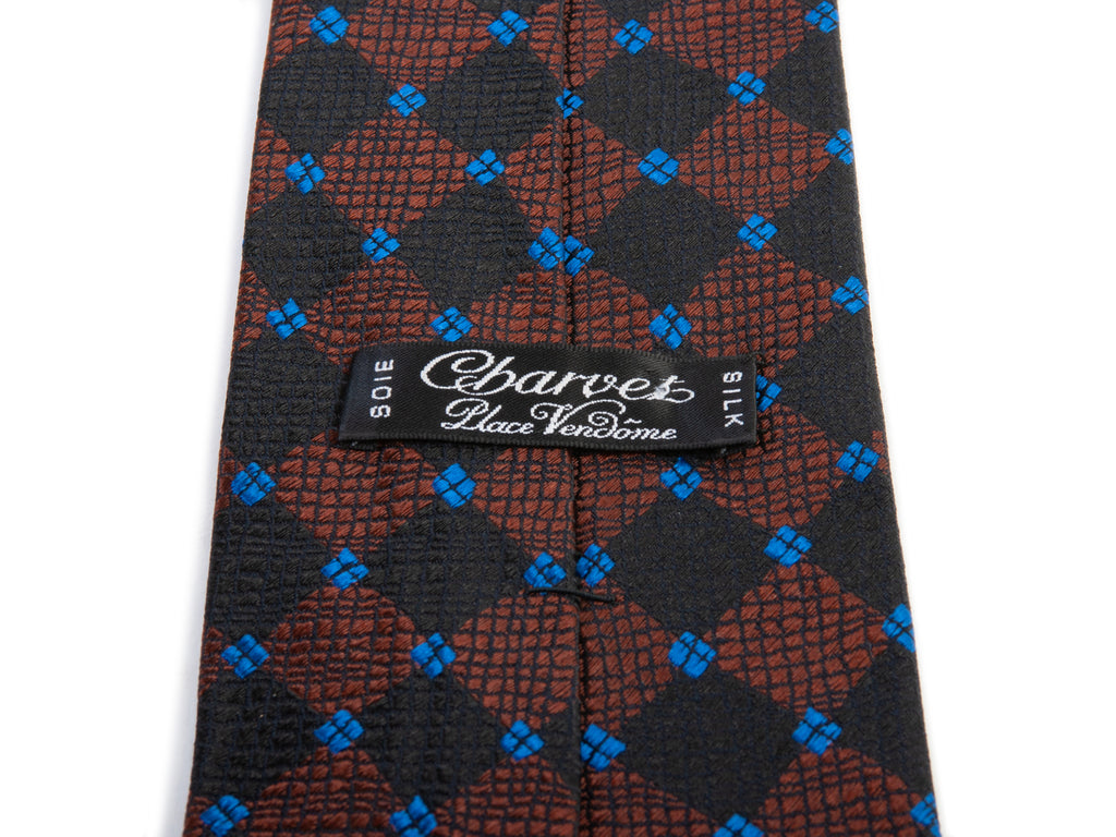 Charvet Brown Geometric Pattern Tie for Luxmrkt.com Menswear Consignment Edmonton