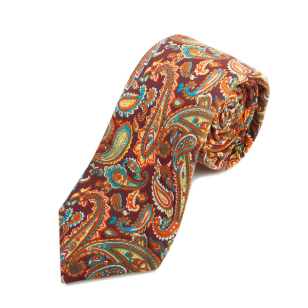 Robbins & Brooks Brown Cotton Paisley Tie