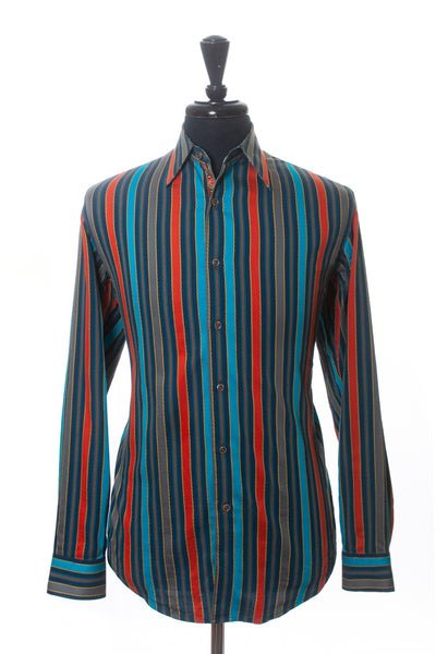 Robert Graham Orange and Blue Stripe Classic Fit Shirt