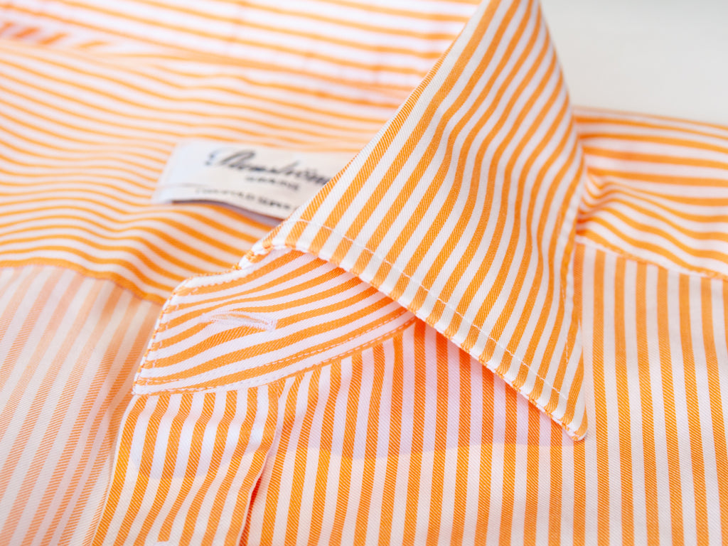 Stenstroms Orange Striped TwoFold Super Cotton Shirt