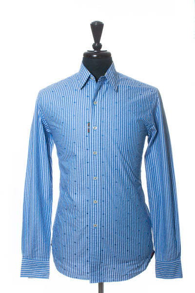Robert Graham Freshly Laundered Blue Diamond Embroidered Striped Shirt