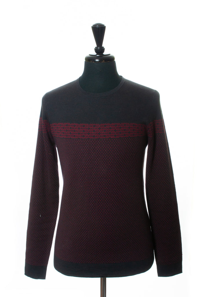 Ted Baker Red on Grey Cowden Crew Neck Sweater