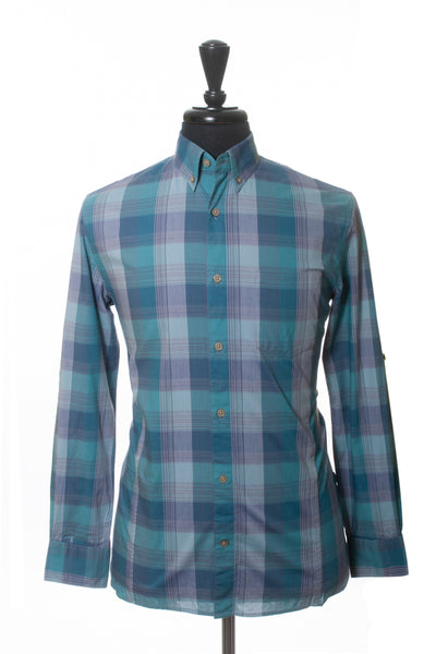 John Varvatos Blue Plaid Casual Shirt
