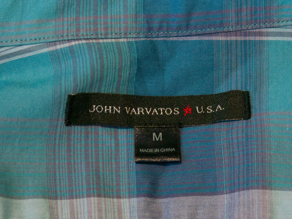 John Varvatos Blue Plaid Casual Shirt