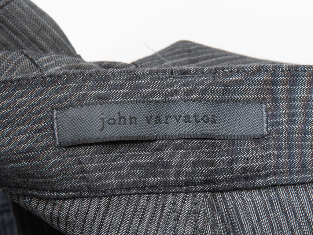John Varvatos Grey Striped Cotton Pants