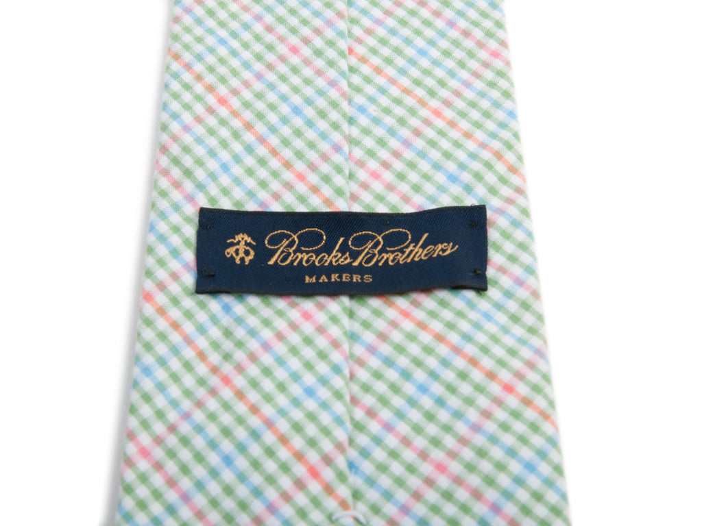 Brooks Brothers Makers Green Check Cotton Tie