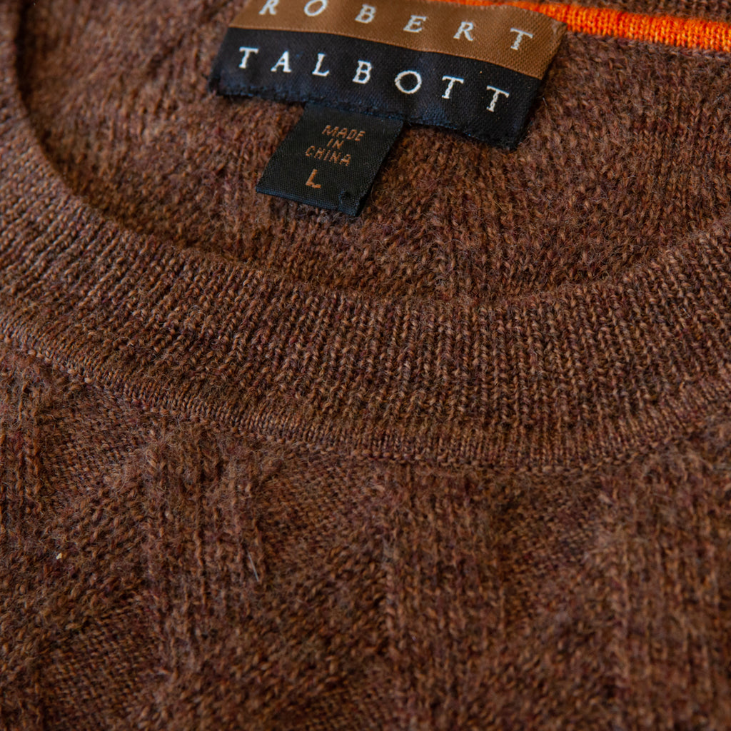 Robert Talbott Brown Merino Wool Crew Neck Sweater