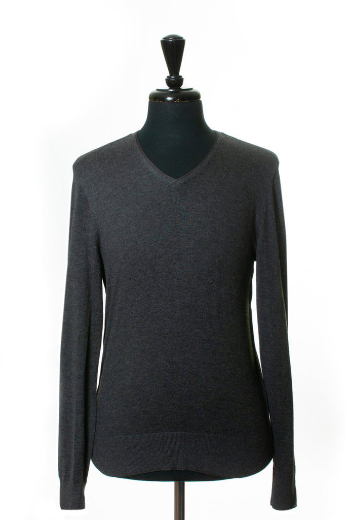John Varvatos Lux Charcoal Grey V-Neck Sweater