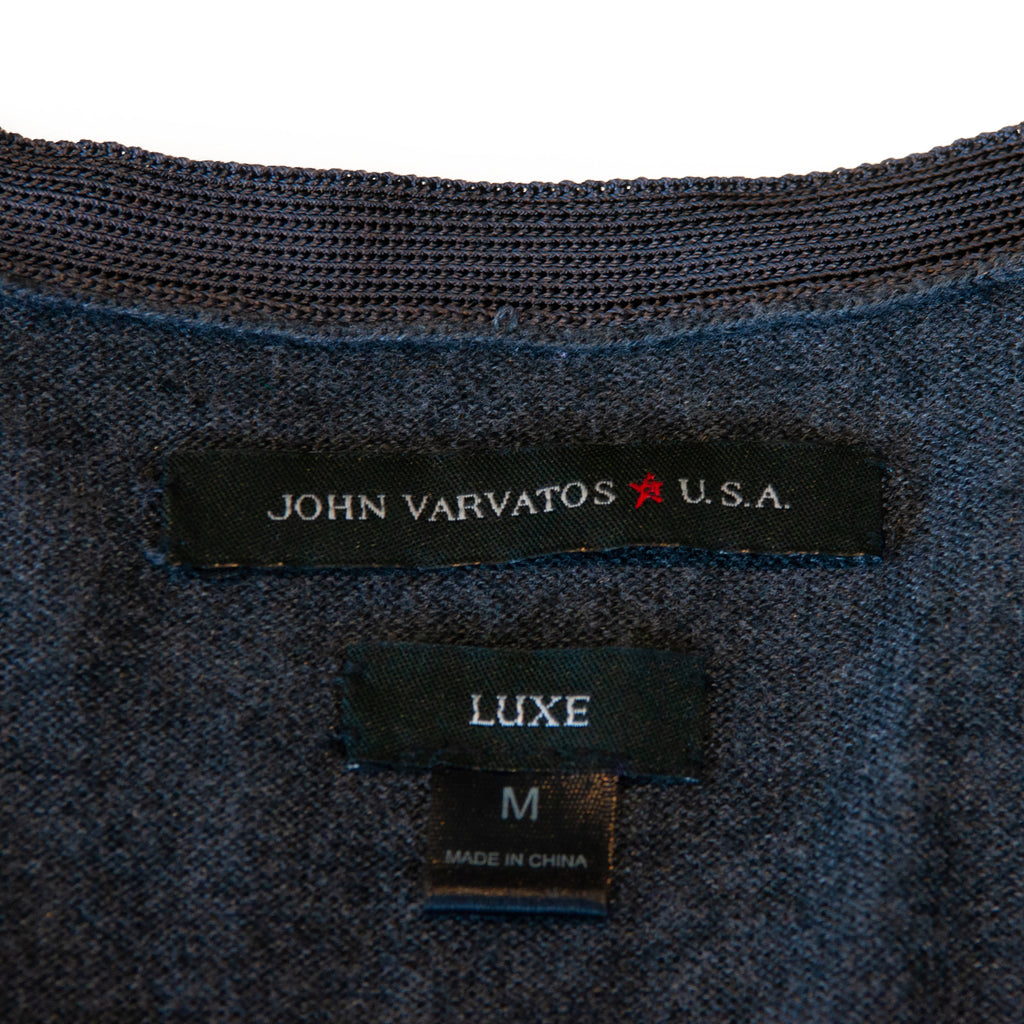 John Varvatos Lux Charcoal Grey V-Neck Sweater