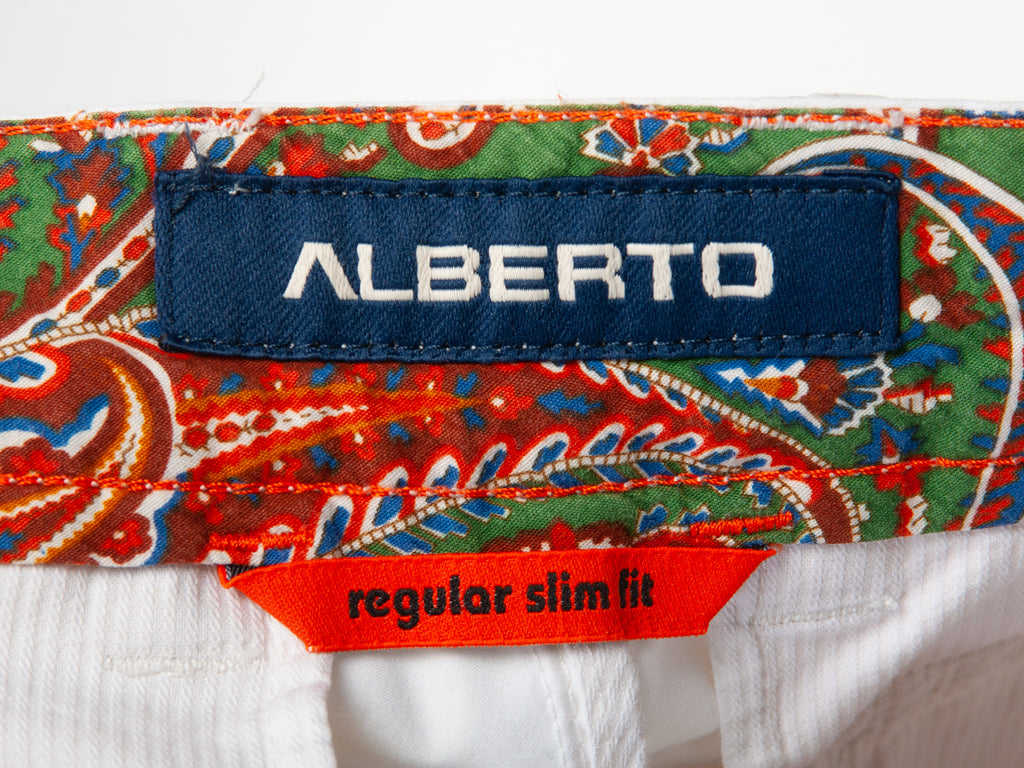 Alberto Cream White Lou Regular Slim Fit Cooler Ceramica Pants