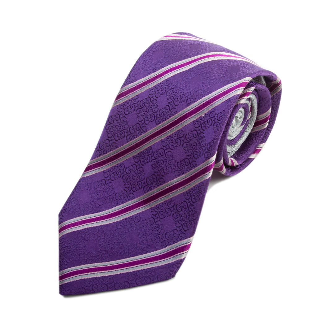Canali Exclusive Collection Purple Striped Silk Tie