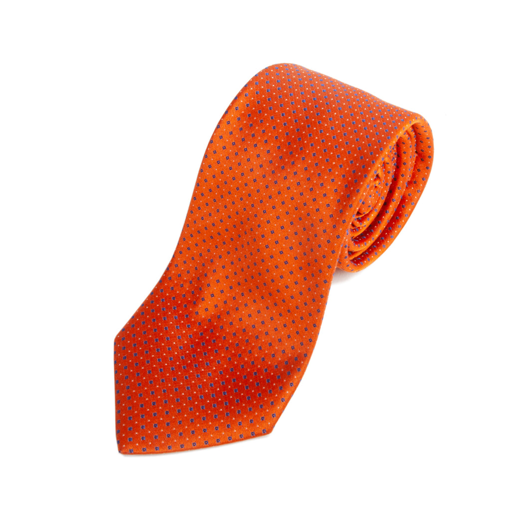 Hugo Boss Made in Italy Orange Patterned Silk Tie