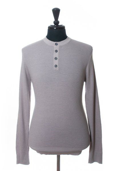 Patrick Assaraf Gray Merino Wool Henley Sweater