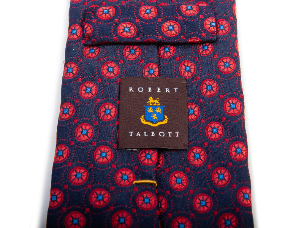 Robert Talbott Red on Navy Blue Medallion Tie