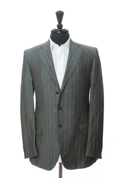 Pal Zileri Grey Striped Linen Blend Suit