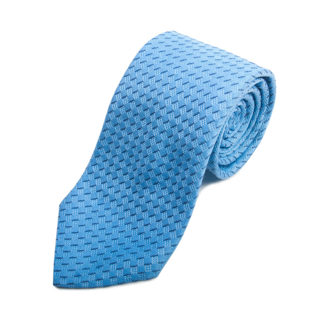Armani Collezioni Light Blue Basketweave Geometric Tie