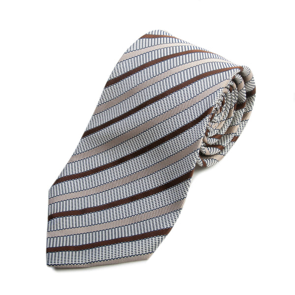 Ermenegildo Zegna Couture Brown Striped Silk Tie