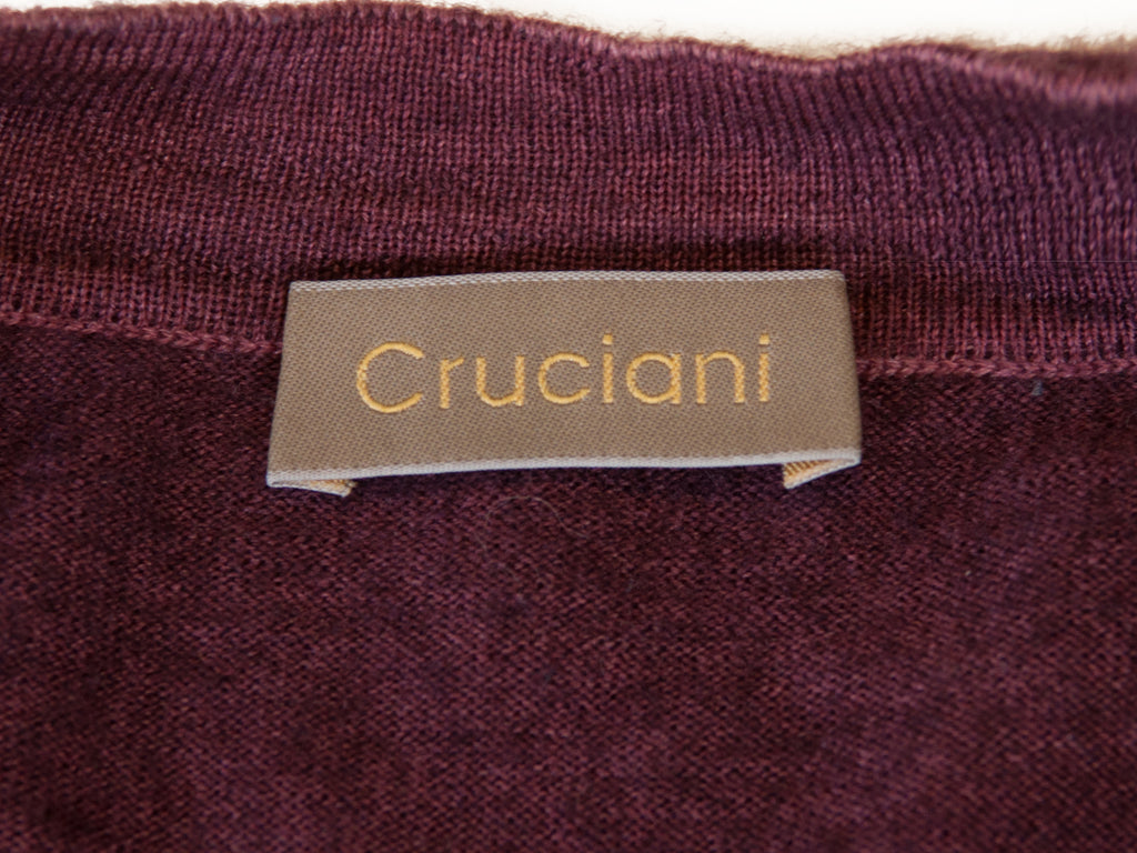 Cruciani Plum Wool Lightweight Cardigan at Luxmrkt.ca menswear consignment Edmonton.