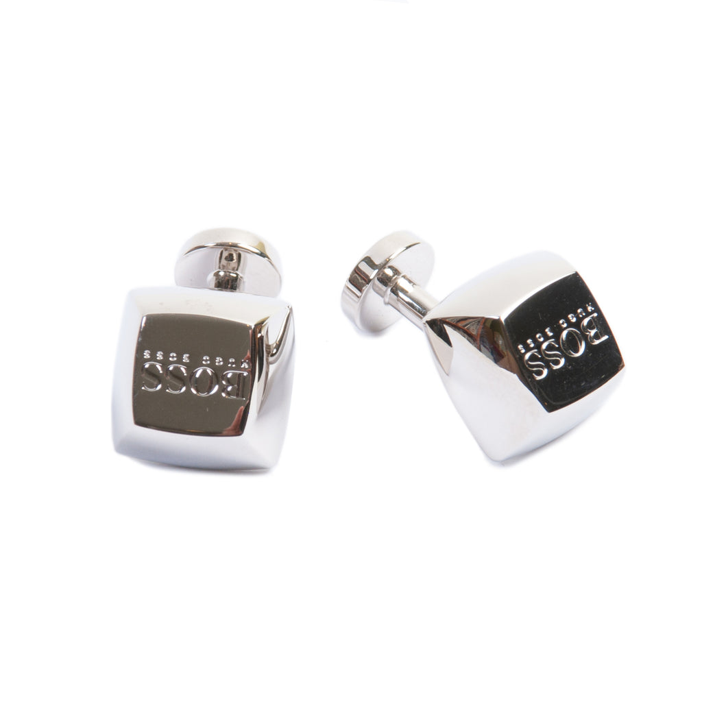 Hugo Boss Engraved BOSS Cubed Silver Cufflinks