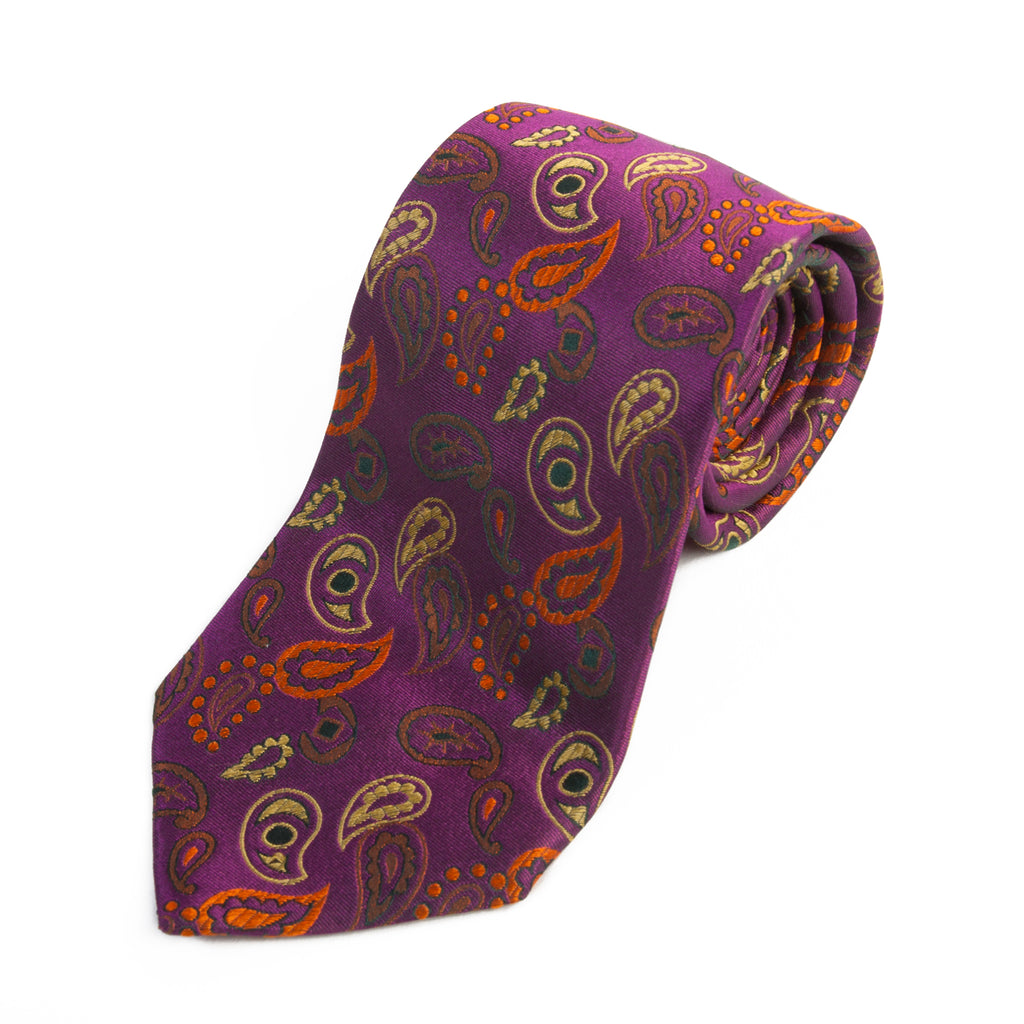 Etro Purple Paisley Silk Tie at Luxmrkt.ca menswear consignment Edmonton.
