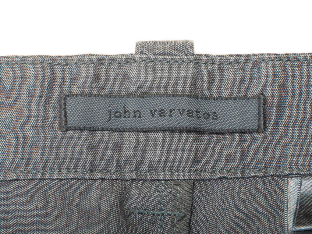 John Varvatos Grey Herringbone Cotton Pants
