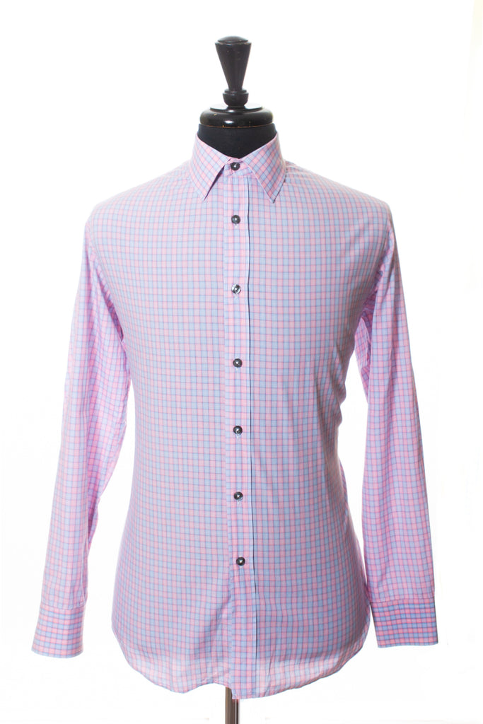 Paul Smith Pink and Blue Check Classic Fit Shirt
