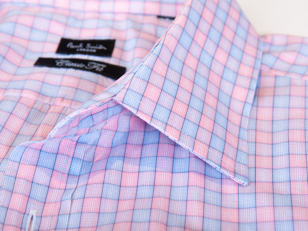Paul Smith Pink and Blue Check Classic Fit Shirt